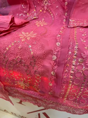 Organza Party Wear with Embroidery & Laser Cut